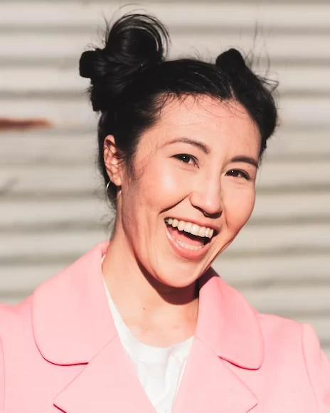 a woman smiling