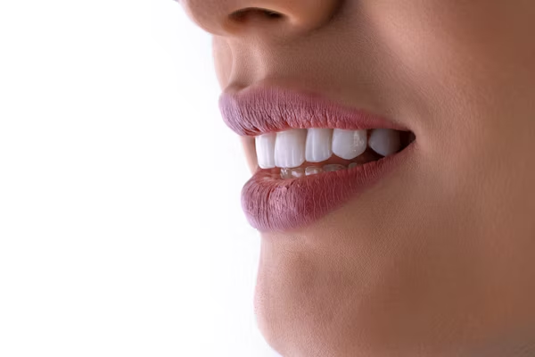 phot showing a person's teeth enhanced with veneers
